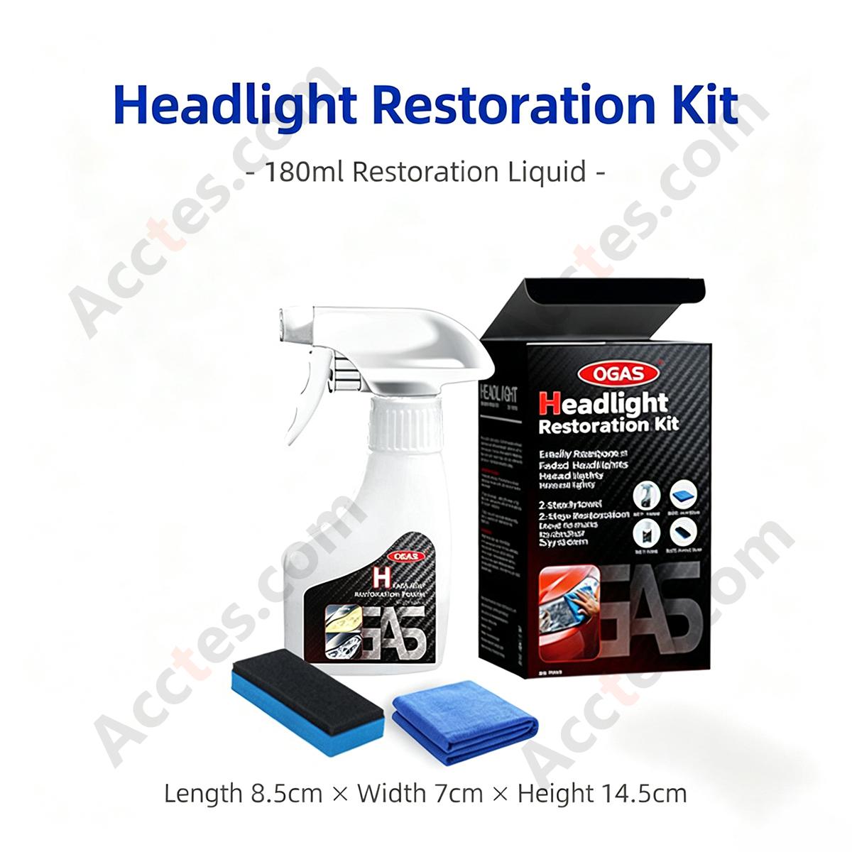 180ML Complete Kit Car Headlight Restoration Liquid Foggy Yellow Lamp Lens Refurbish Set