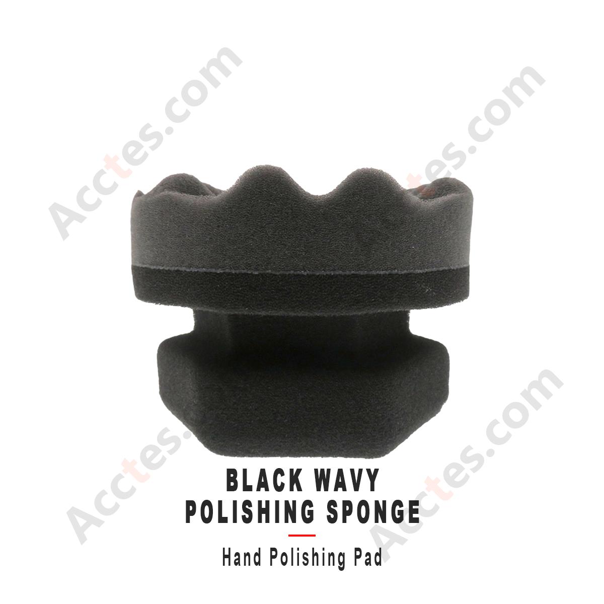 Black Wavy Hand Polishing Sponge Pad For Manual Car Paint Polishing Buffing Work