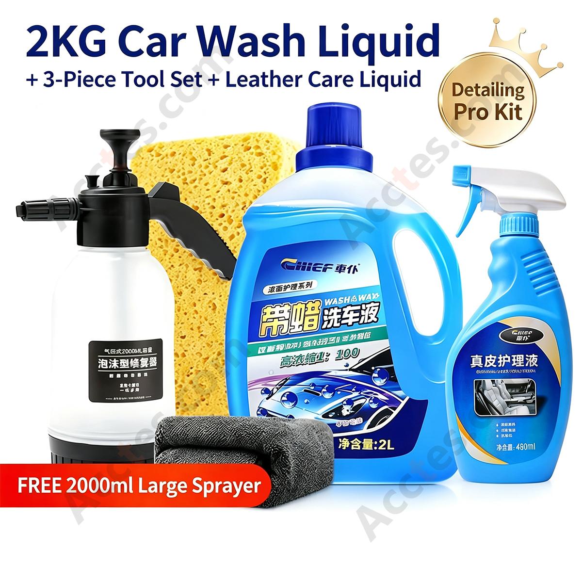 2L Wax Added Car Wash Shampoo Full Auto Detailing Kit