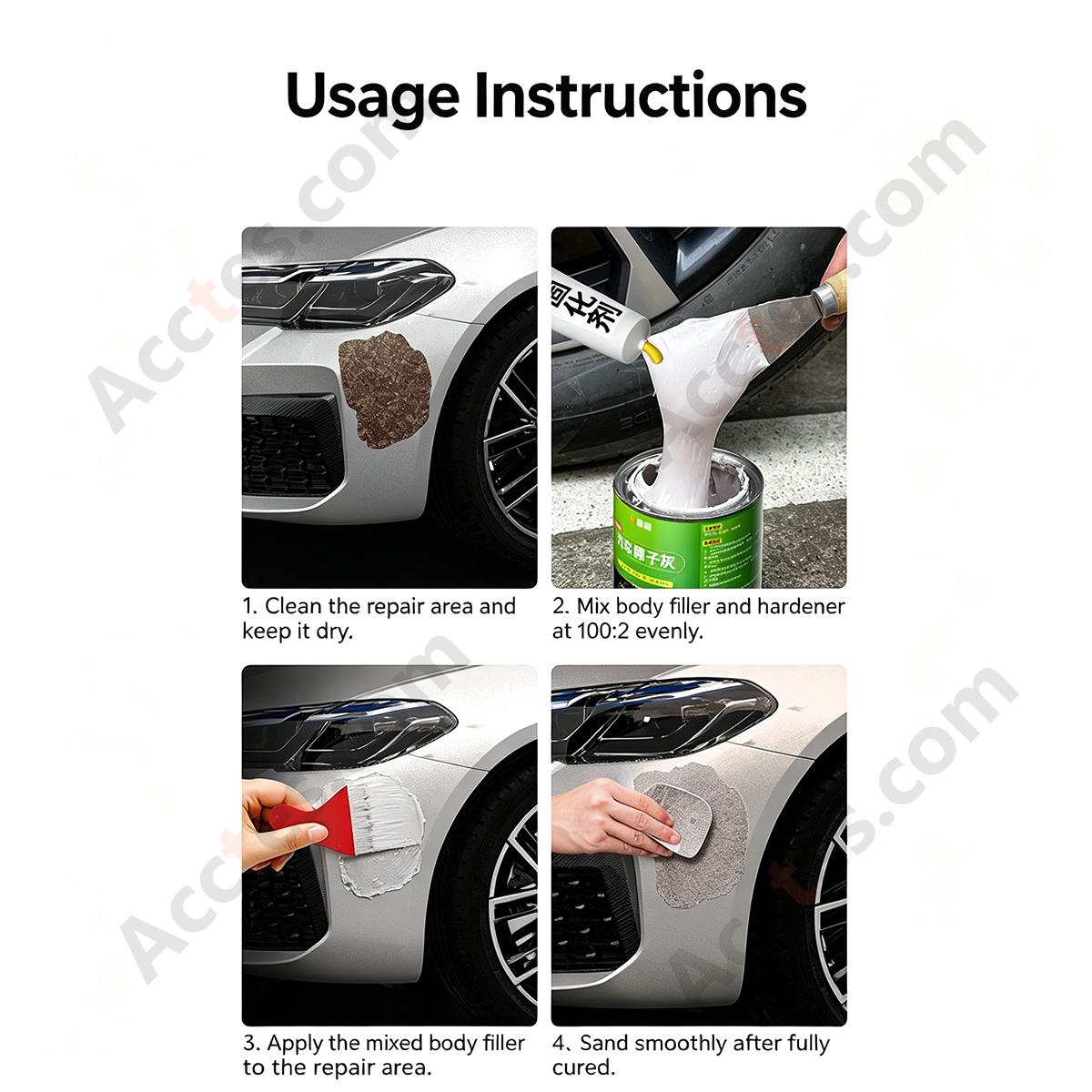 1000ML Auto Body Filler Putty With Two Hardeners For Car Surface Repair