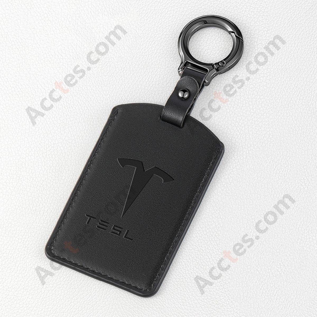 Car Card Key Cover Full Wrap For Model 3/Y Original‑car Style Noble Black With Square Finger Buckle Protector Shell