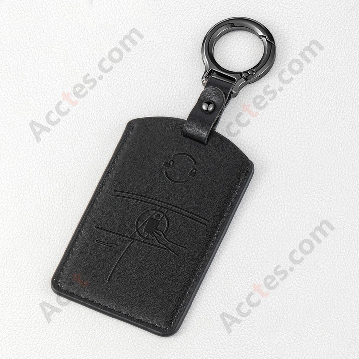 Car Card Key Cover Full Wrap For Model 3/Y Card‑version Style Noble Black With Square Finger Buckle Protector Shell
