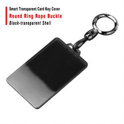 Smart Transparent Card Key Cover For Model 3/Y Black‑transparent Protective Shell With Round Ring Rope Buckle