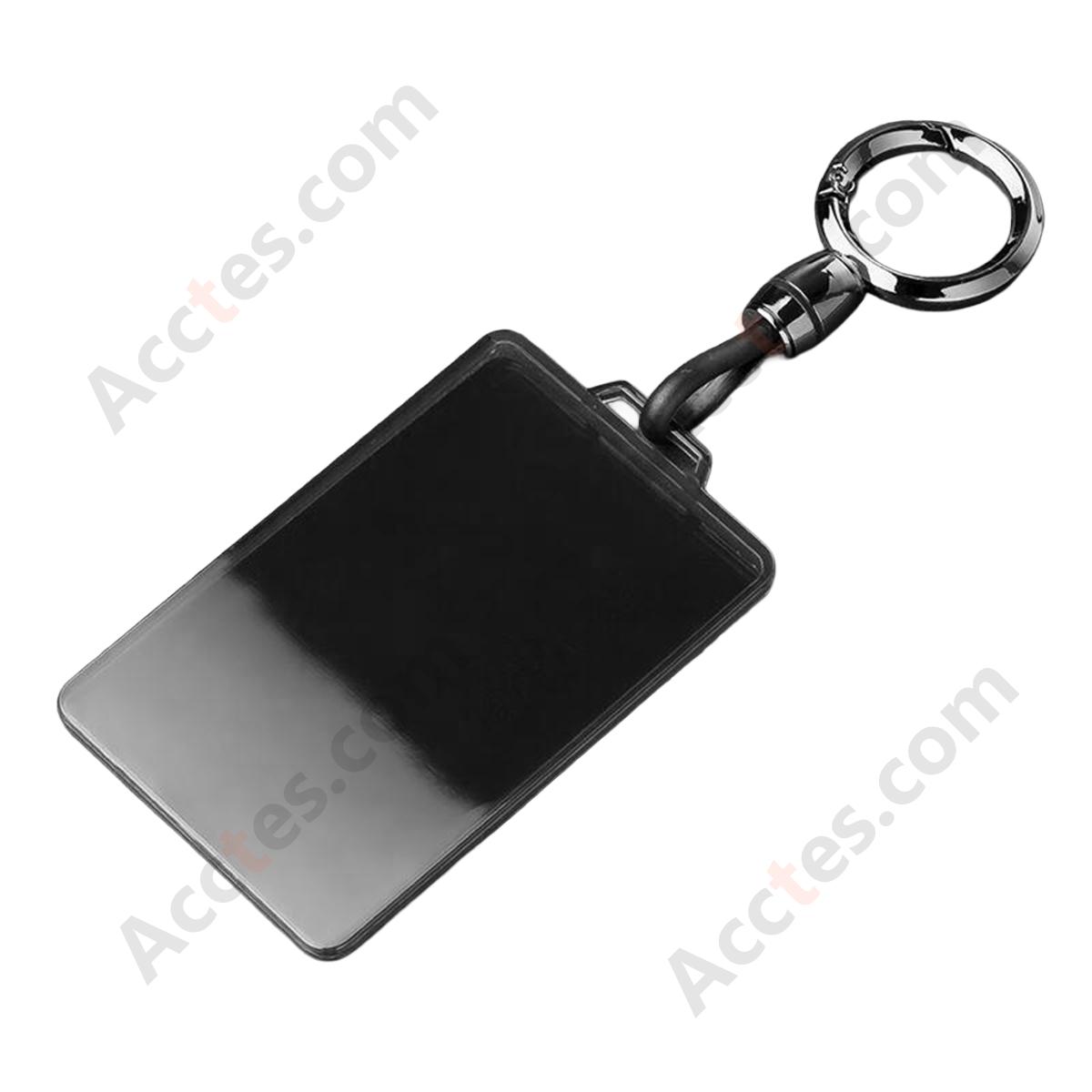Smart Transparent Card Key Cover For Model 3/Y Black‑transparent Protective Shell With Round Ring Rope Buckle
