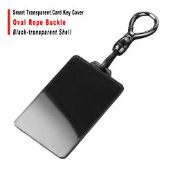 Smart Transparent Card Key Cover For Model 3/Y Black‑transparent Protective Shell With Oval Rope Buckle