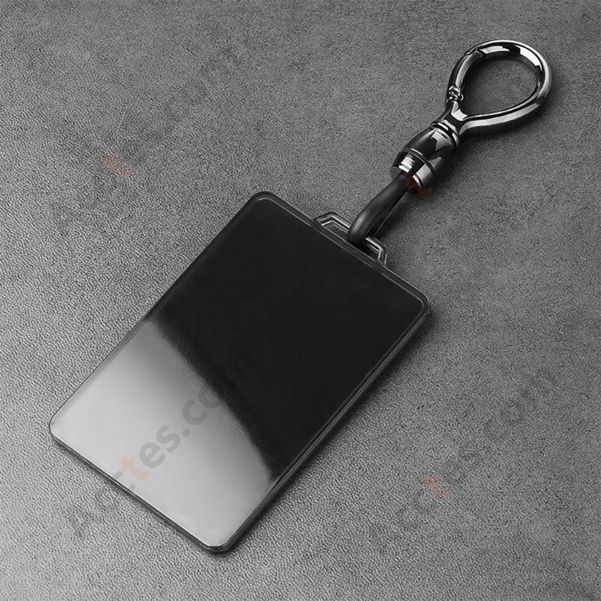 Smart Transparent Card Key Cover For Model 3/Y Black‑transparent Protective Shell With Oval Rope Buckle
