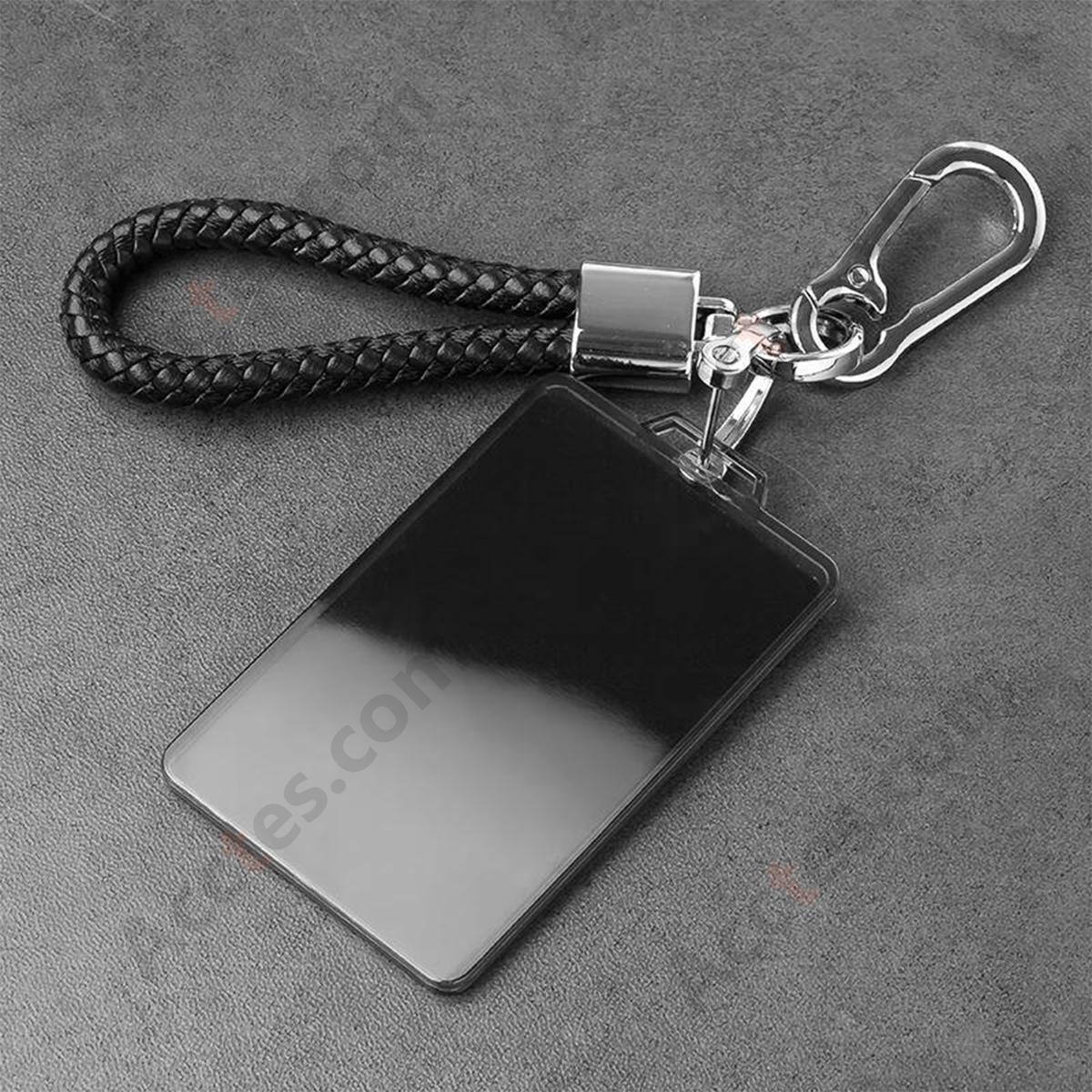 Smart Transparent Card Key Cover For Model 3/Y Black‑transparent Protective Shell With Braided Round Rope