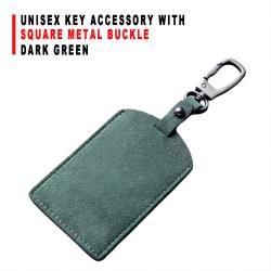 Unisex Car Key Chain Accessory Square Metal Buckle Dark Green For Vehicle Card Key