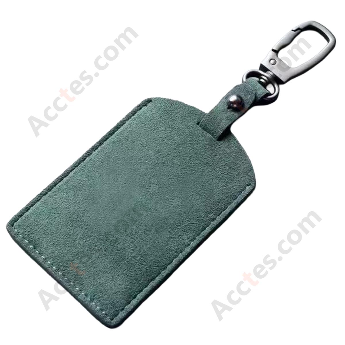 Unisex Car Key Chain Accessory Square Metal Buckle Dark Green For Vehicle Card Key