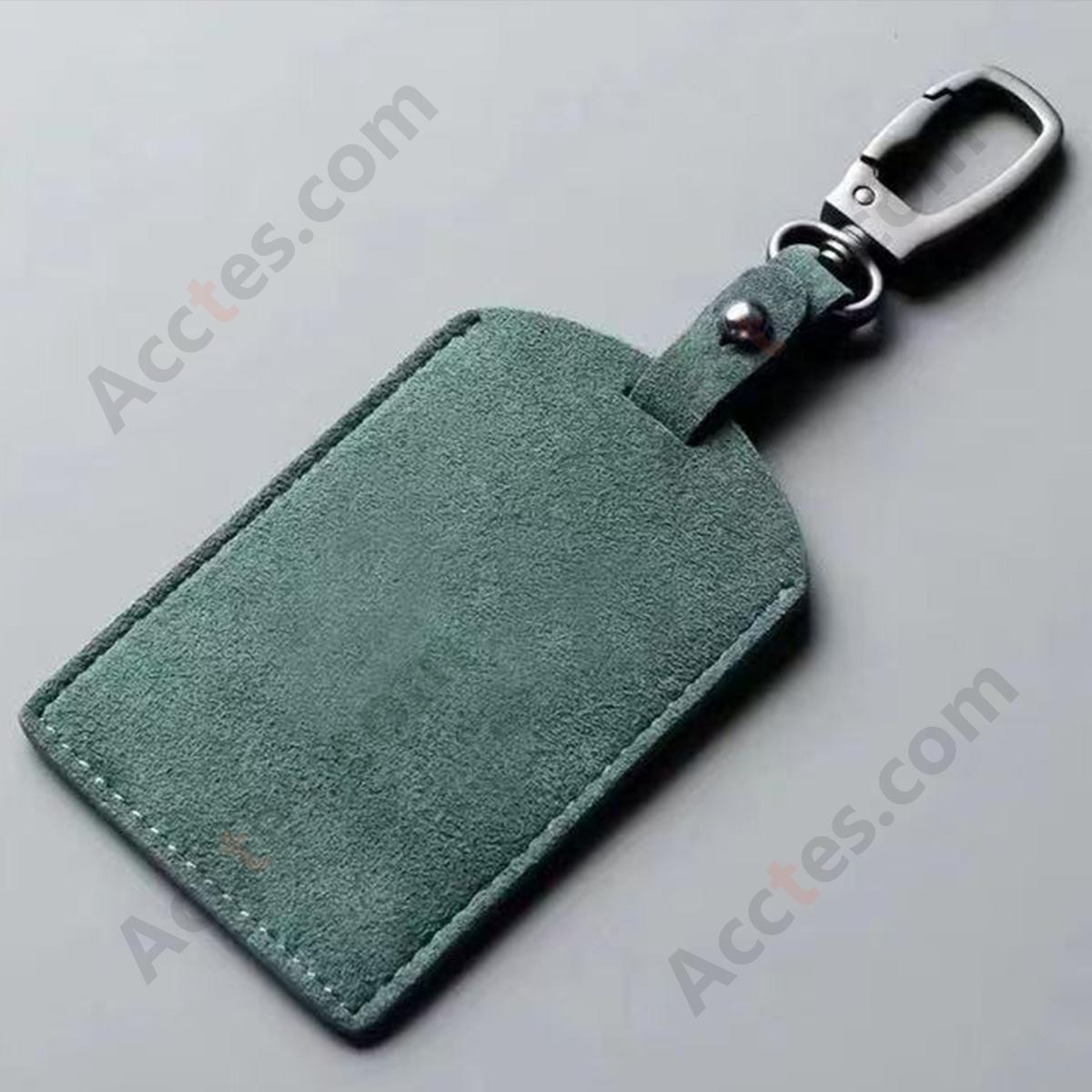 Unisex Car Key Chain Accessory Square Metal Buckle Dark Green For Vehicle Card Key