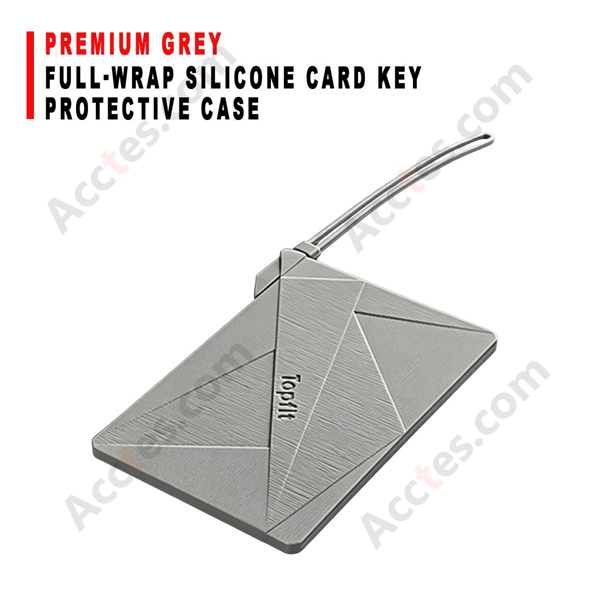 Full‑wrap Silicone Card Key Protective Shell For Model 3/Y Pickup Pattern Design Premium Grey Key Cover