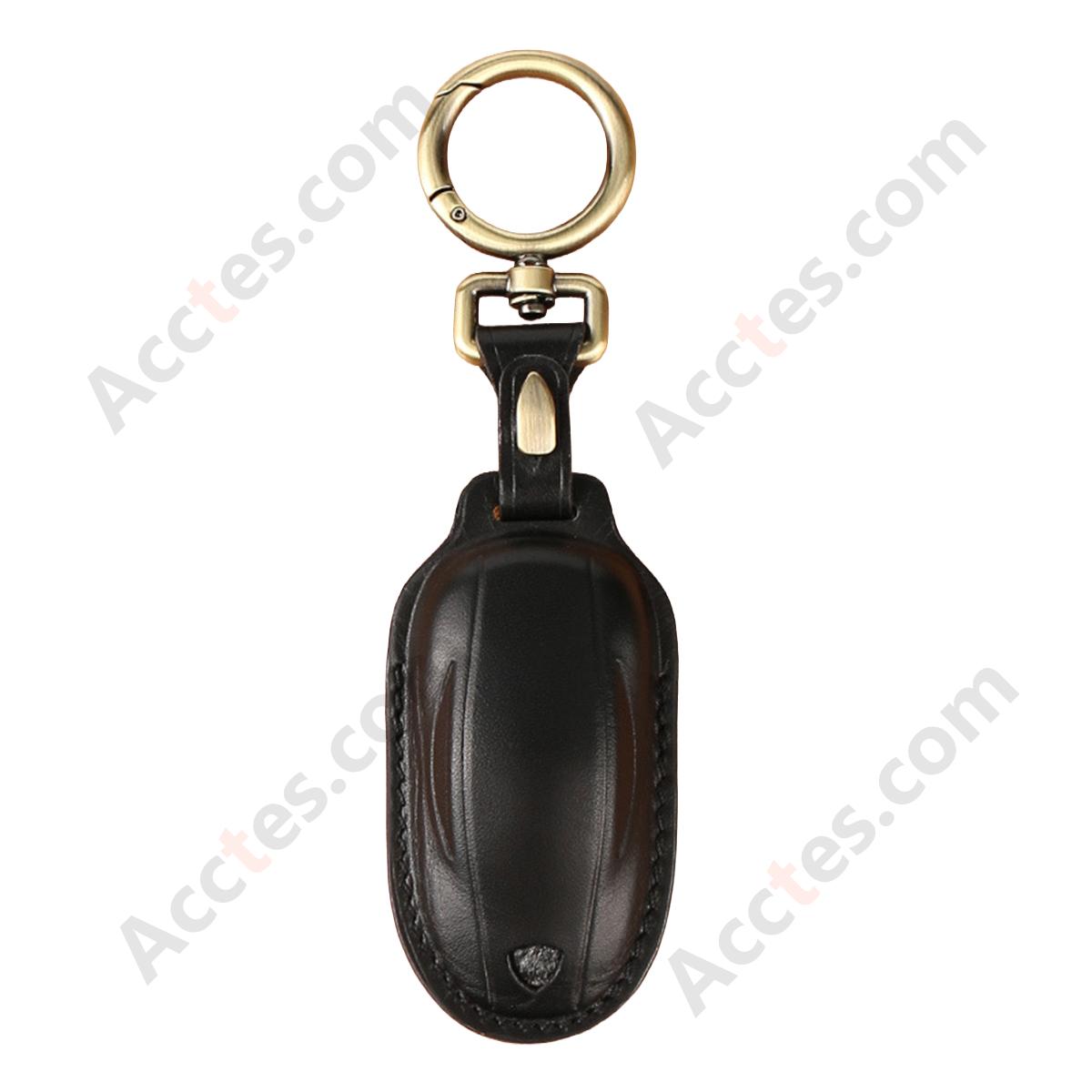 Genuine Leather Hand‑made Key Charm Fashion Black For Model 3/Y Car Card Key Accessory