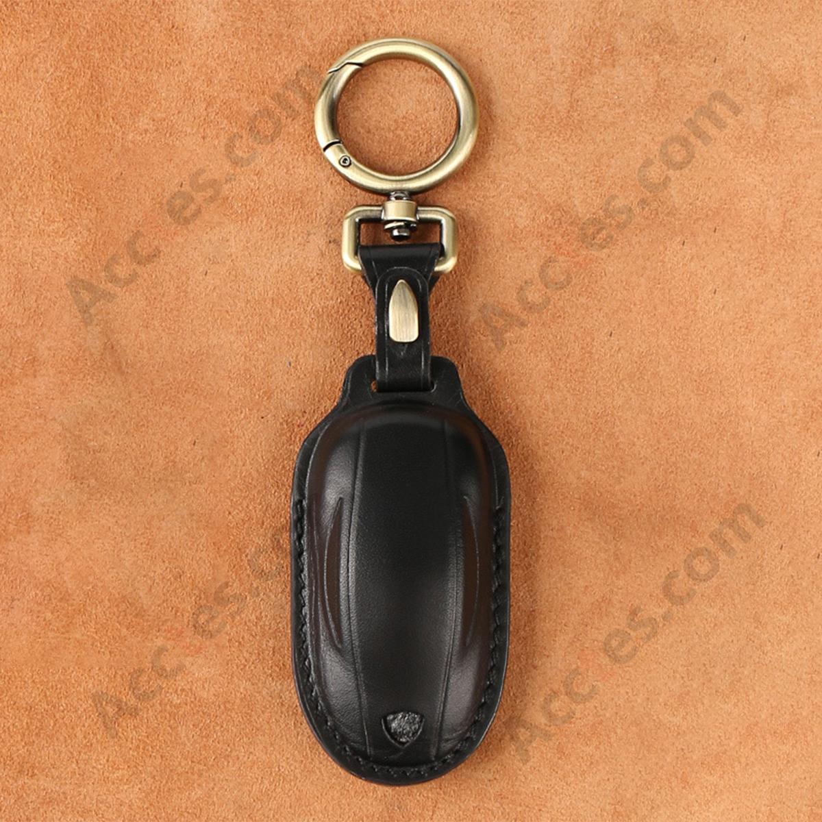 Genuine Leather Hand‑made Key Charm Fashion Black For Model 3/Y Car Card Key Accessory