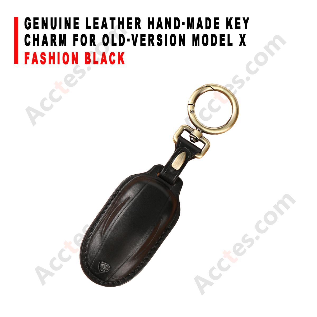 Genuine Leather Hand‑made Key Charm Fashion Black For Old‑Version Model X Car Key Accessory