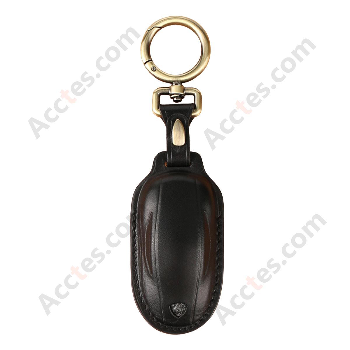 Genuine Leather Hand‑made Key Charm Fashion Black For Old‑Version Model X Car Key Accessory