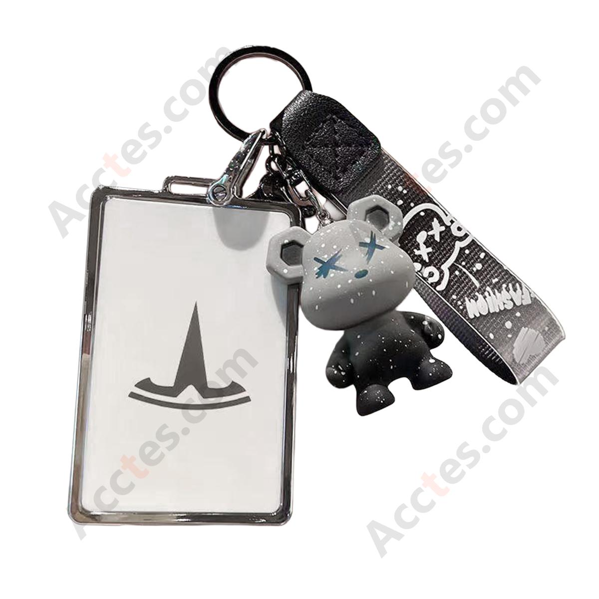 22‑Style Card Key Protective Shell White Shell With Grey Bear Charm Decoration For Model 3/Y