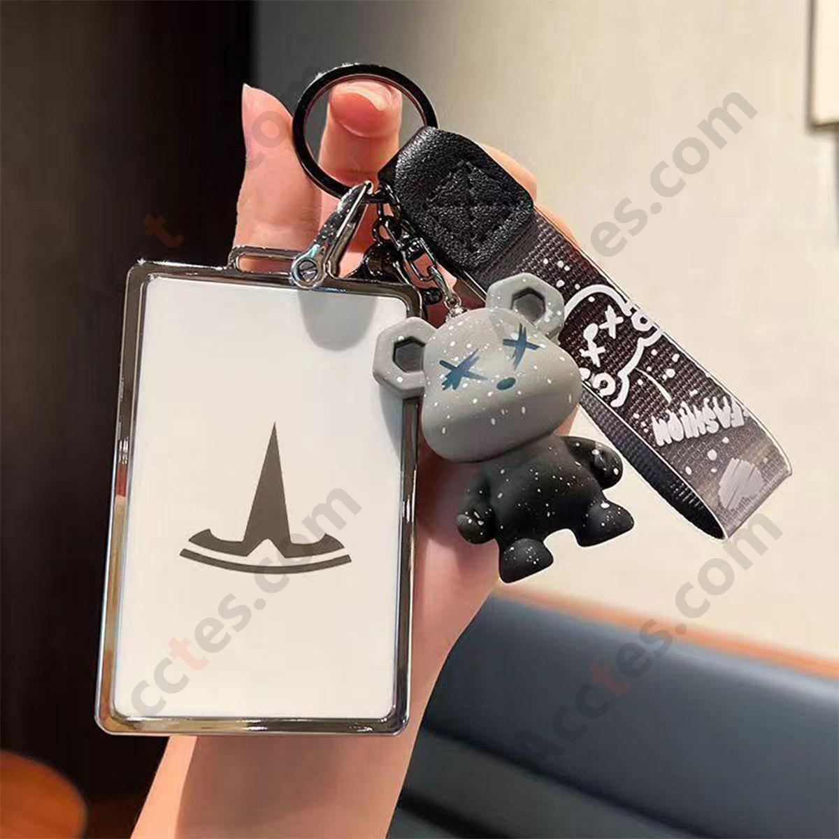 22‑Style Card Key Protective Shell White Shell With Grey Bear Charm Decoration For Model 3/Y