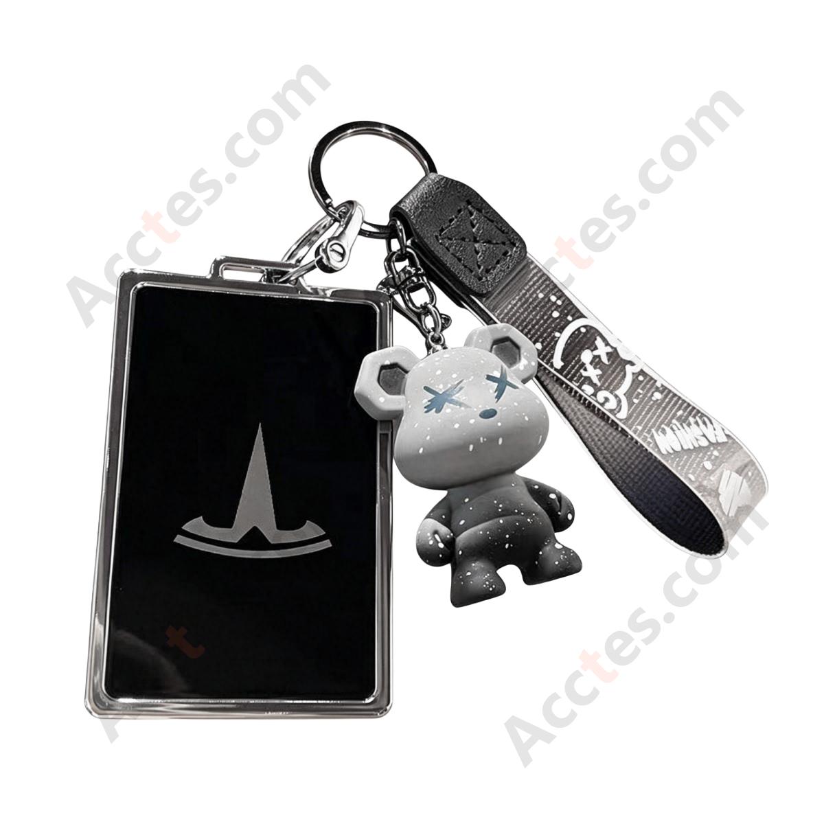 22‑Style Card Key Protective Shell Black Shell With Grey Bear Charm Decoration For Model 3/Y