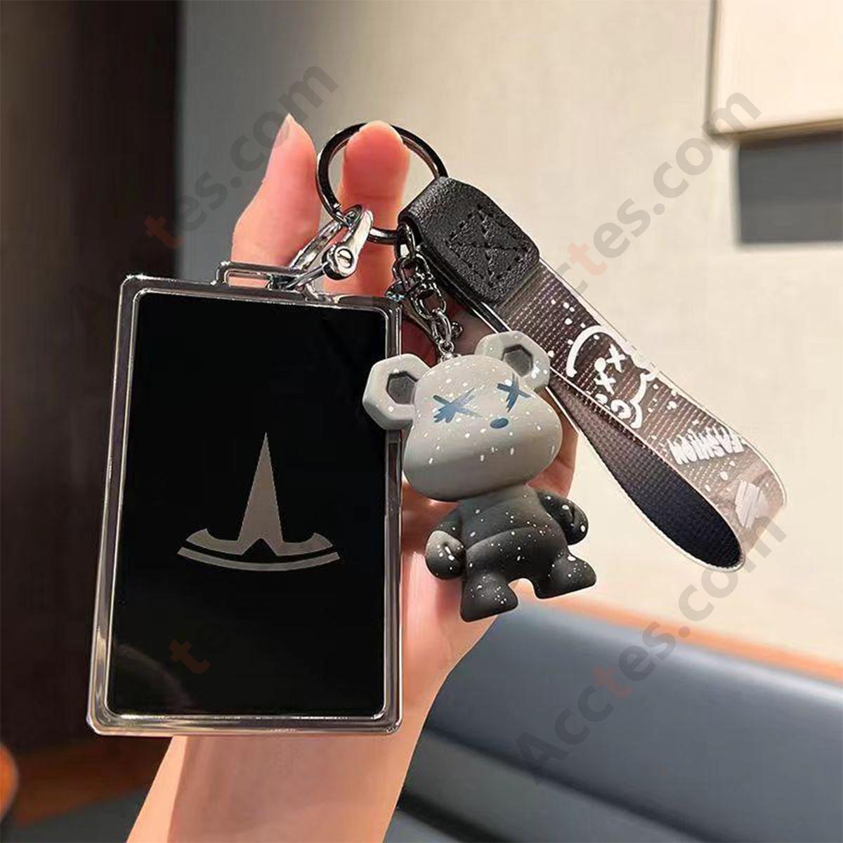 22‑Style Card Key Protective Shell Black Shell With Grey Bear Charm Decoration For Model 3/Y