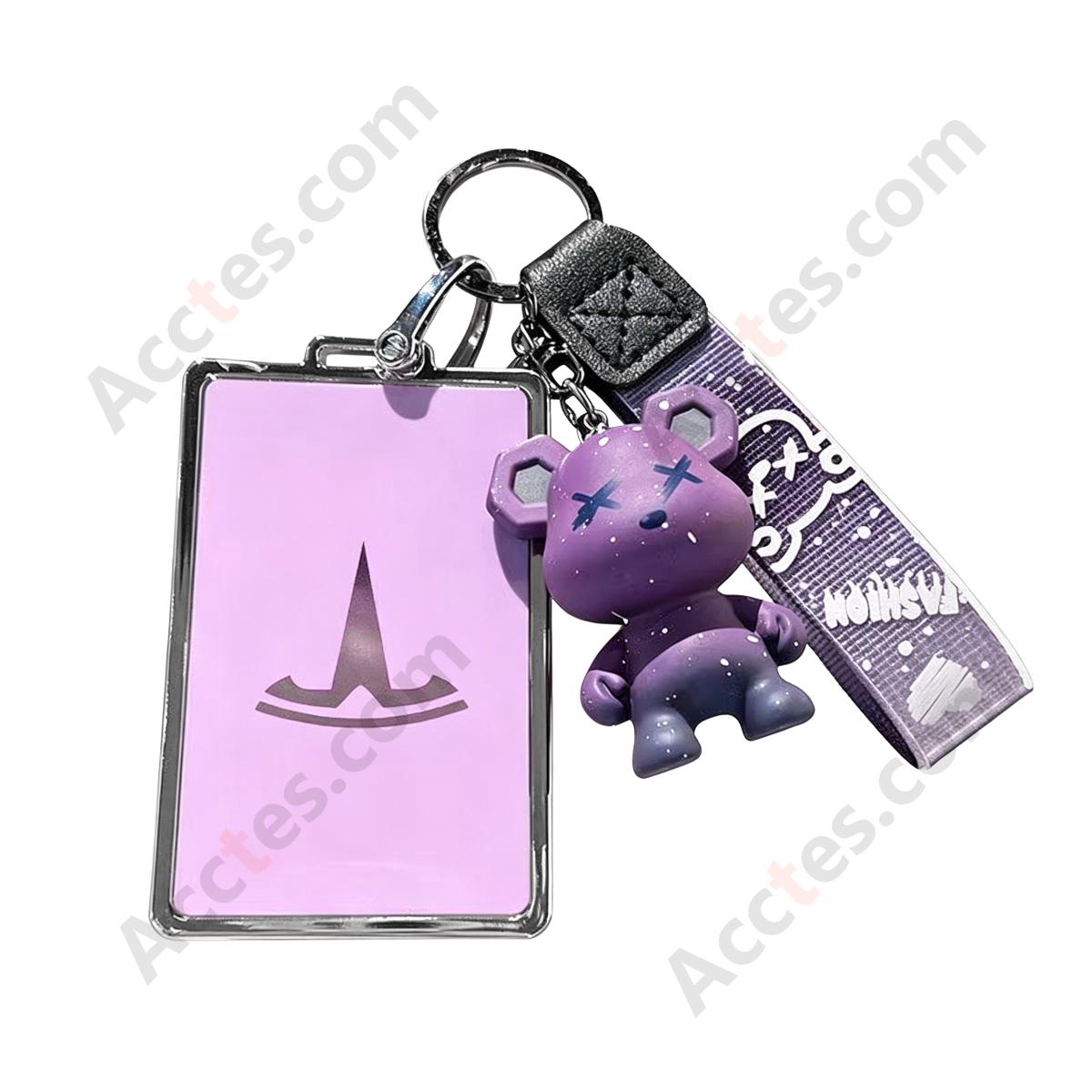 22‑Style Card Key Protective Shell Purple Shell With Purple Bear Charm Decoration For Model 3/Y