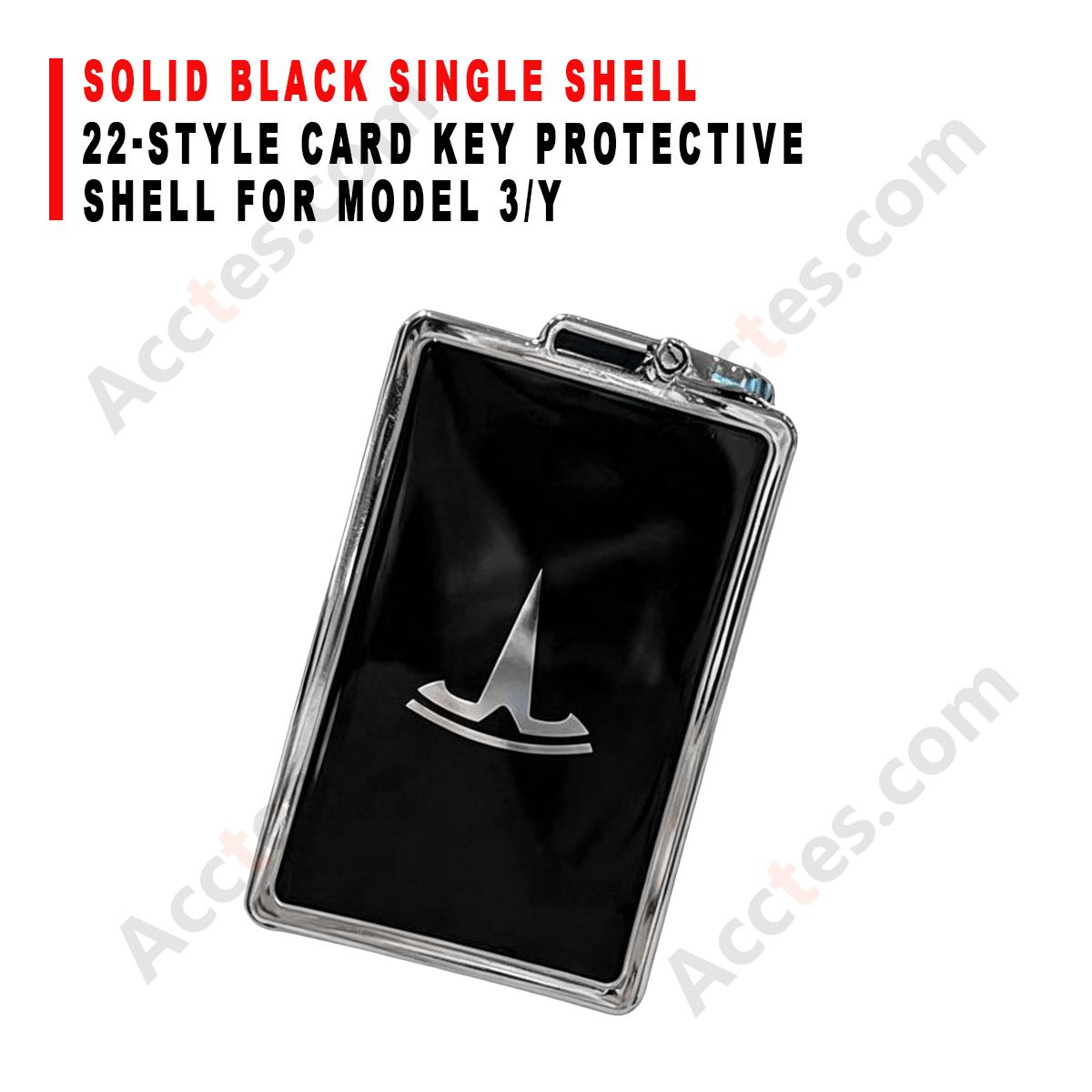 22‑Style Card Key Protective Shell Solid Black Single Shell Case For Model 3/Y