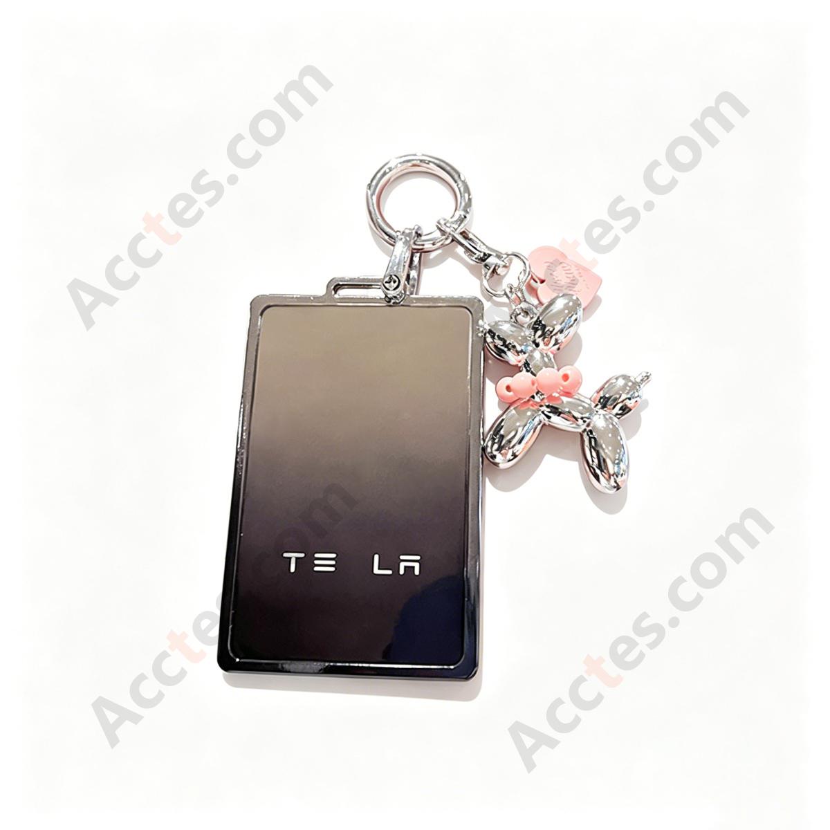 Premium Remote Card Key Protective Shell Gradient Grey‑Black With Balloon‑Dog Charm For Model 3/Y/S/X