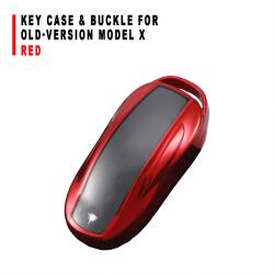 Red Key Case With Buckle Accessory For Old‑Version Model X Car Key