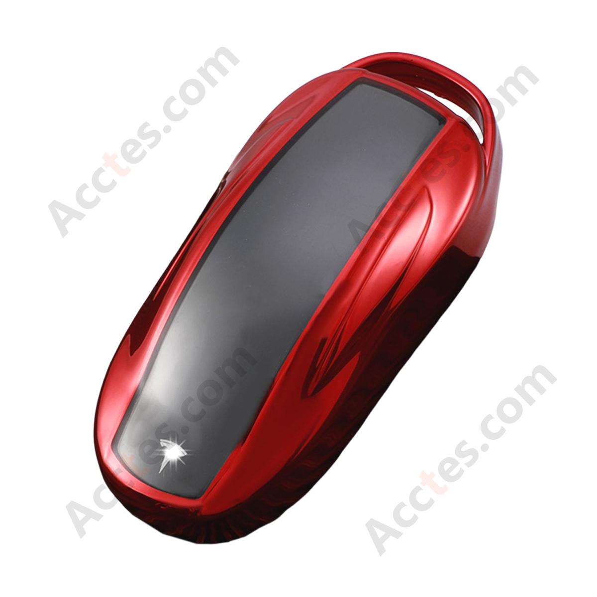Red Key Case With Buckle Accessory For Old‑Version Model X Car Key