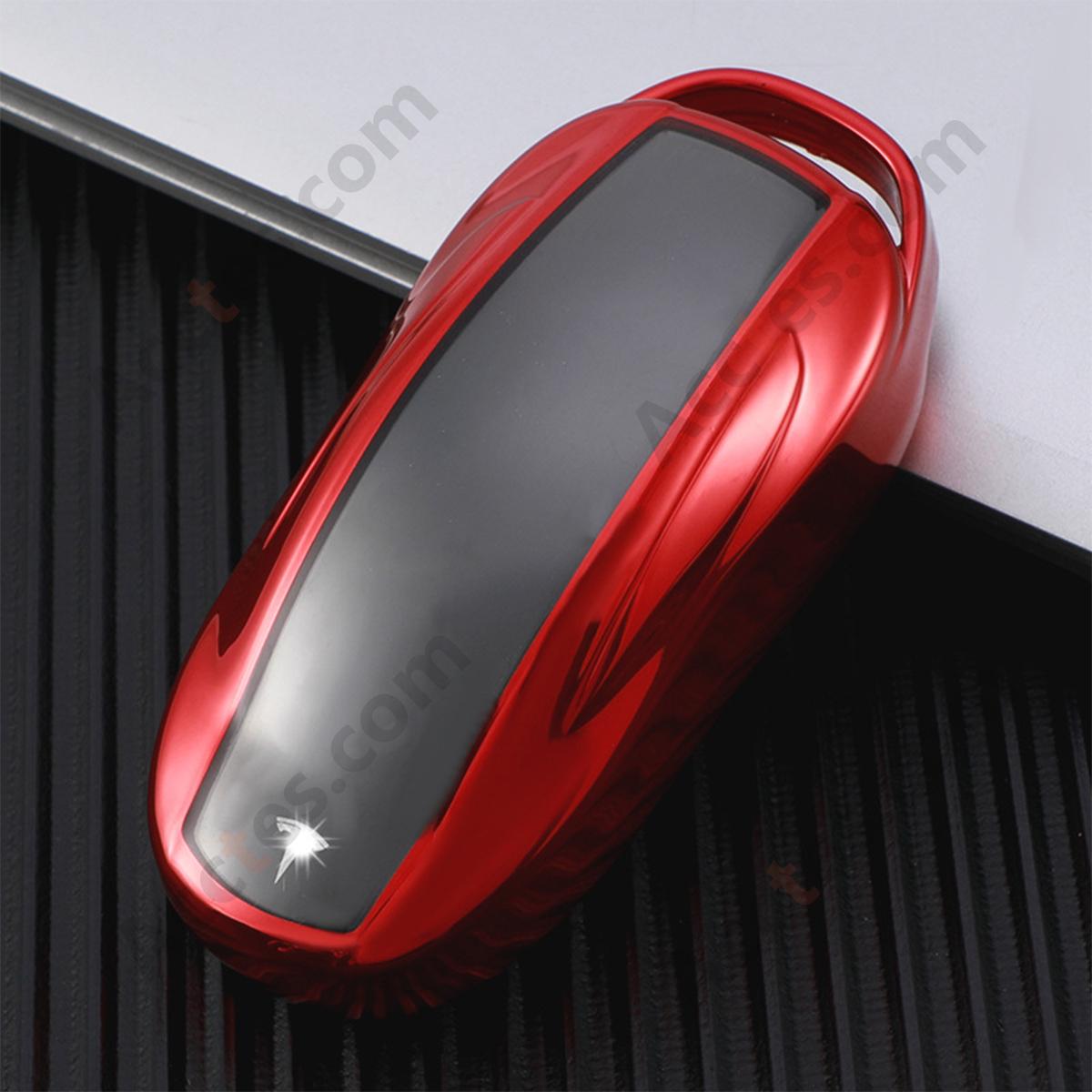 Red Key Case With Buckle Accessory For Old‑Version Model X Car Key