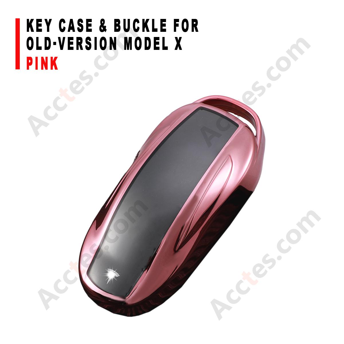 Pink Key Case With Buckle Accessory For Old‑Version Model X Car Key