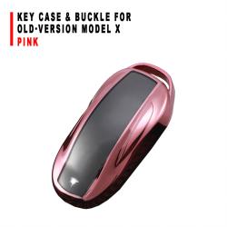 Pink Key Case With Buckle Accessory For Old‑Version Model X Car Key