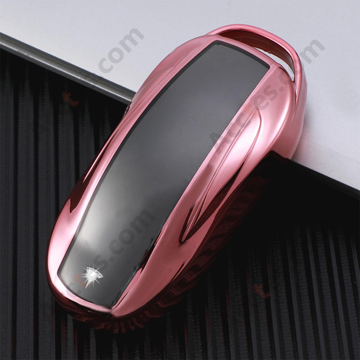 Pink Key Case With Buckle Accessory For Old‑Version Model X Car Key
