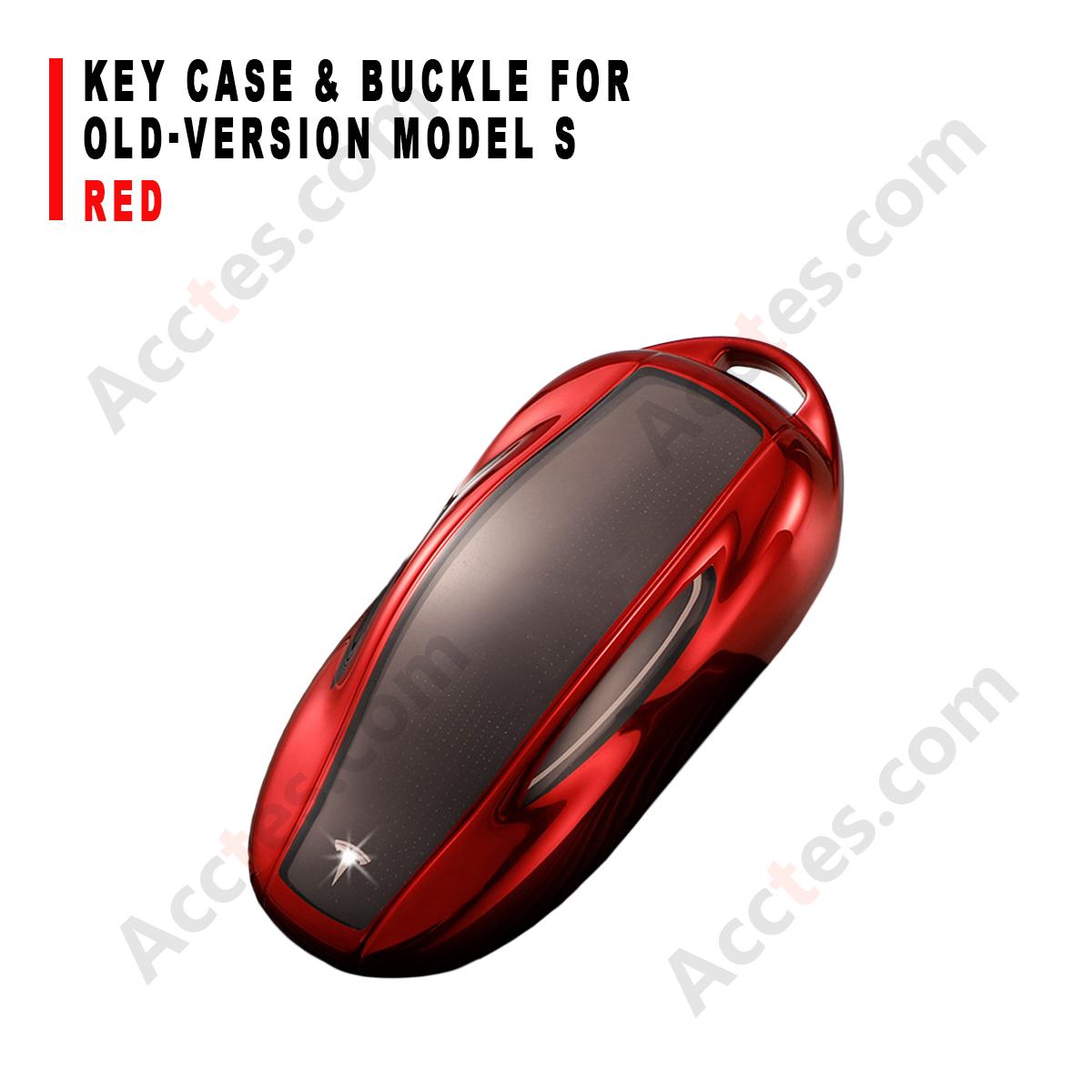 Red Key Case With Buckle Accessory For Old‑Version Model S Car Key