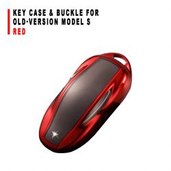 Red Key Case With Buckle Accessory For Old‑Version Model S Car Key