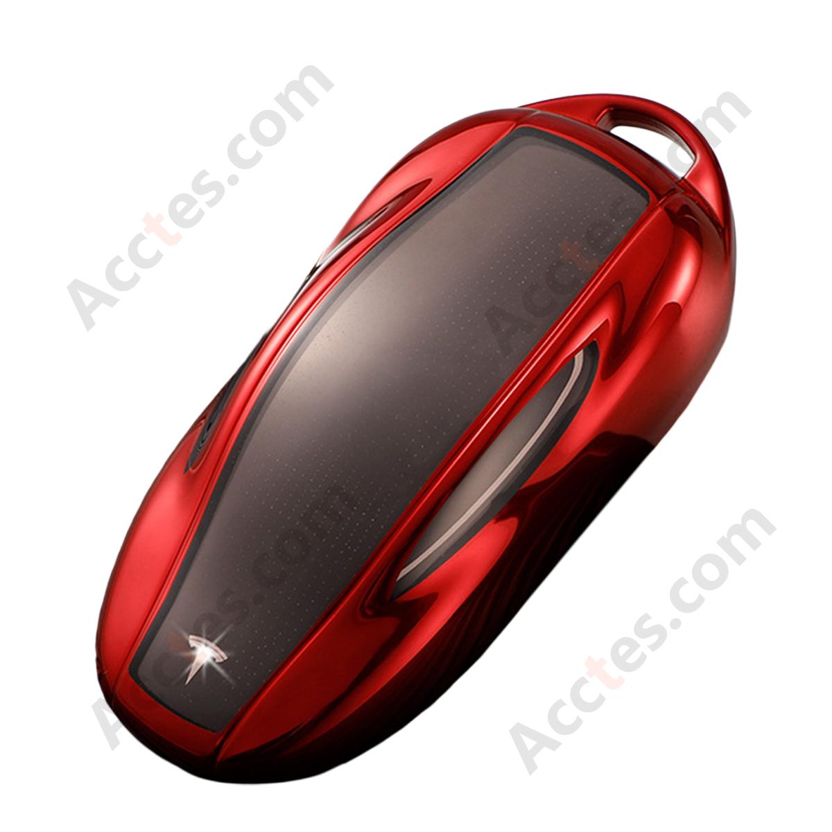 Red Key Case With Buckle Accessory For Old‑Version Model S Car Key