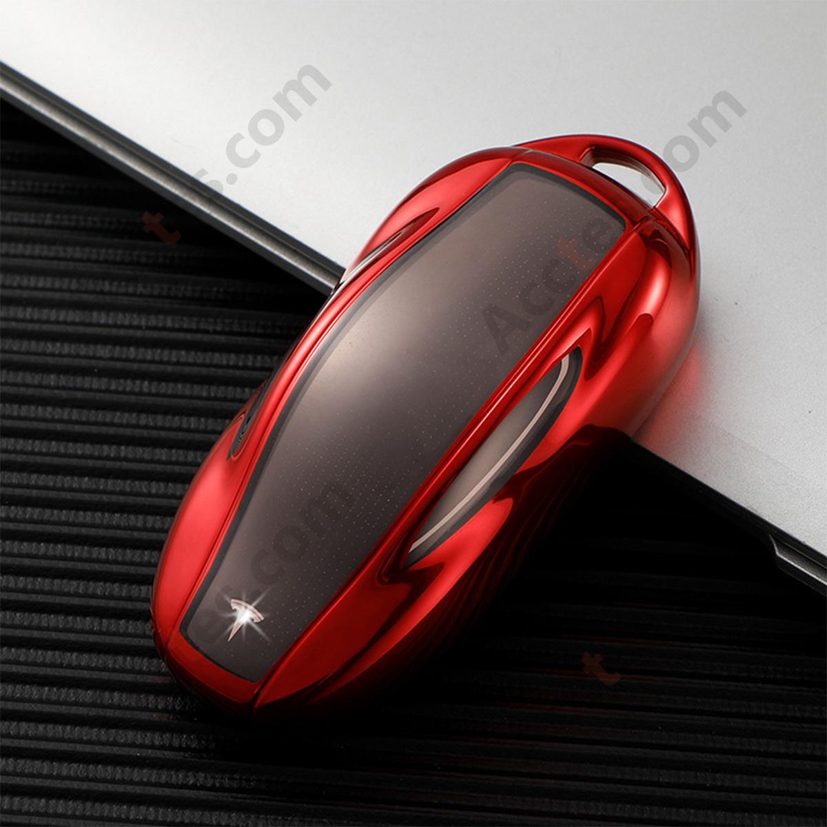 Red Key Case With Buckle Accessory For Old‑Version Model S Car Key
