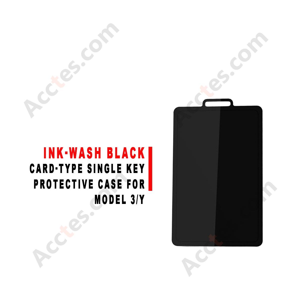Ink‑Wash Black Card‑Type Single Key Protective Cover For Model 3/Y Car Card Key