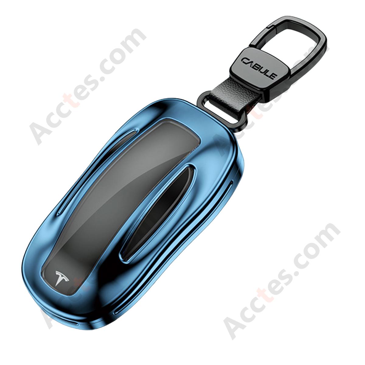 Blue Style A Square Buckle High‑Grade Aluminum Alloy Key Shell For ModelY/3