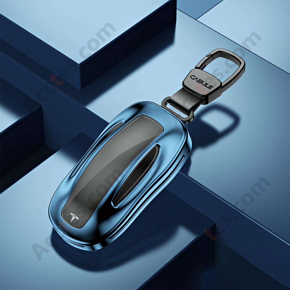 Blue Style A Square Buckle High‑Grade Aluminum Alloy Key Shell For ModelY/3