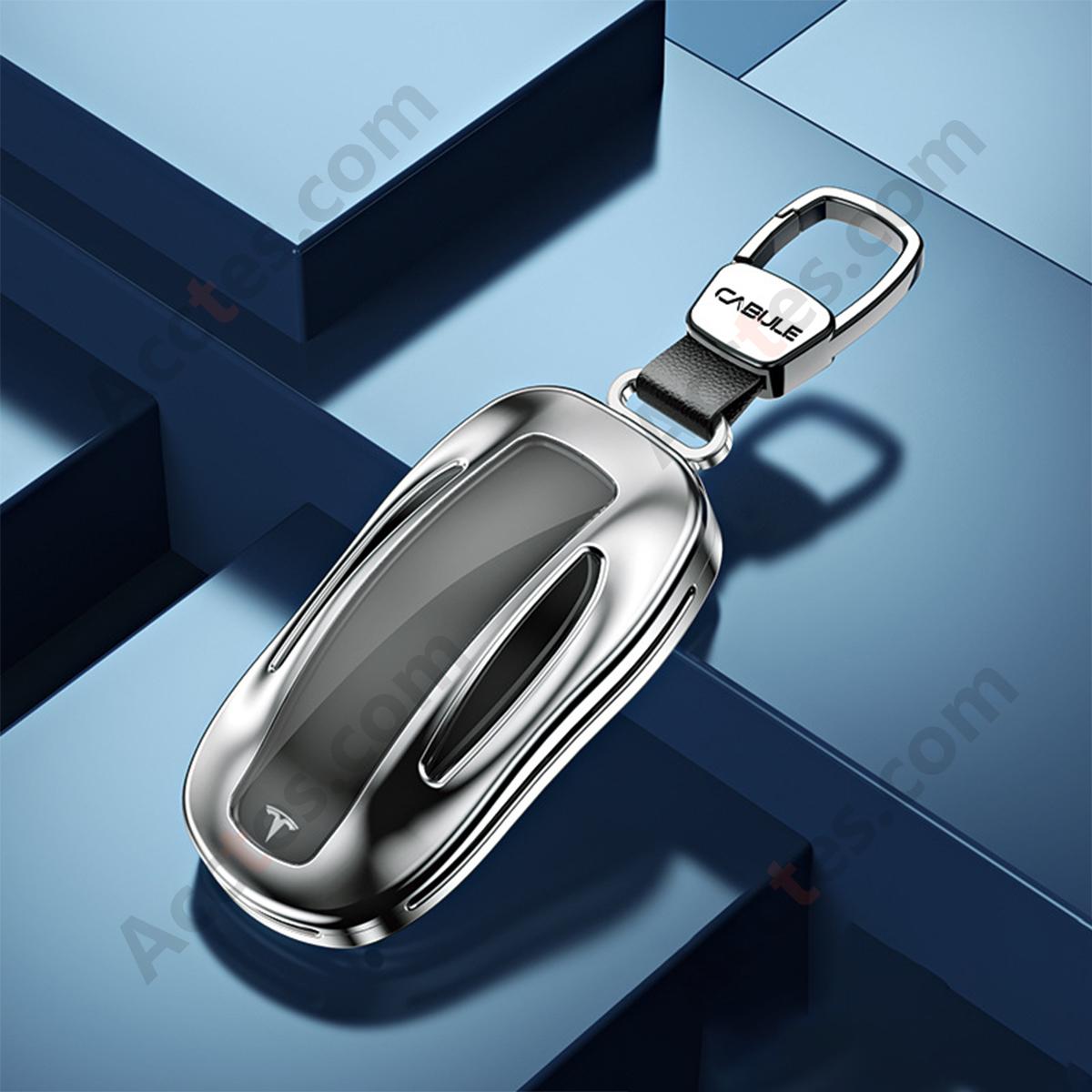 Silver Style A Square Buckle High‑Grade Aluminum Alloy Key Shell For ModelY/3