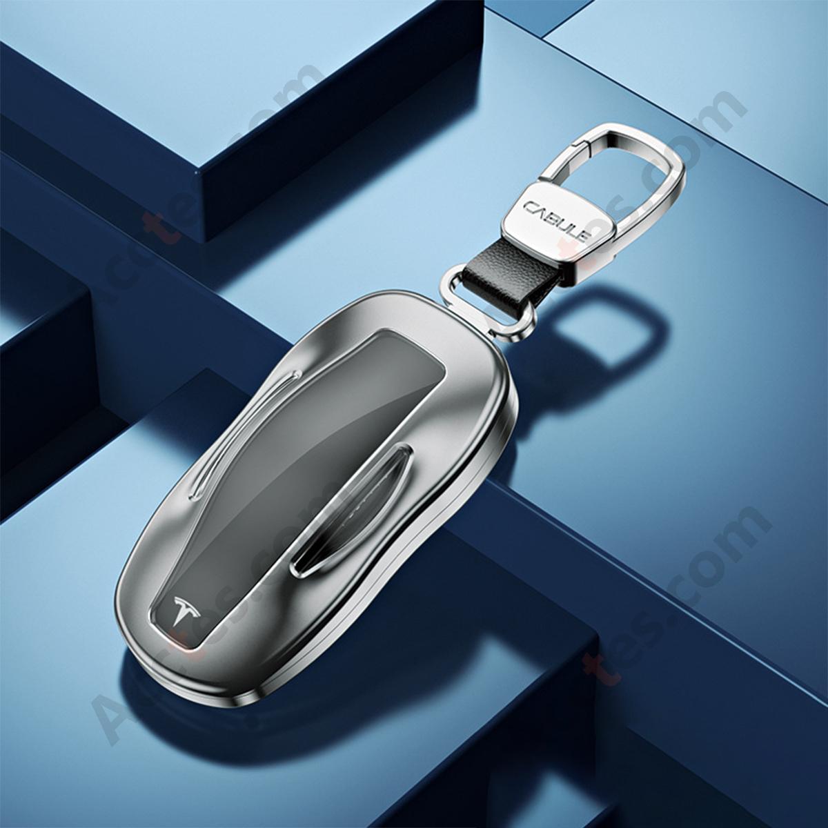 Silver Style B Square Buckle High‑Grade Aluminum Alloy Key Shell For ModelY/3