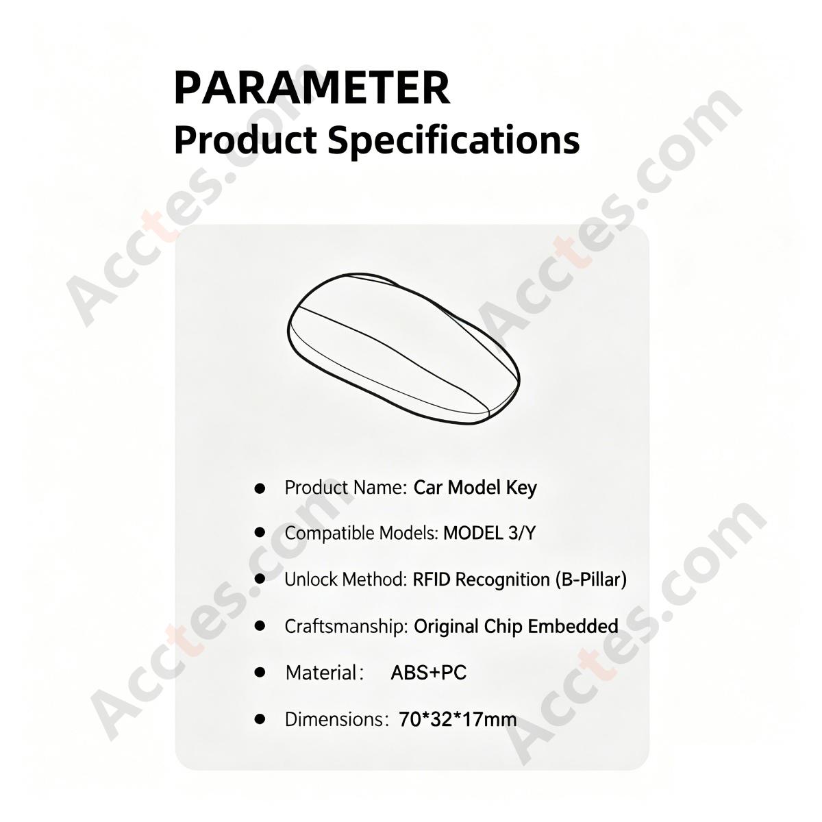 Crystal Black Smart Remote Key Chip Modified Replacement Part For Model 3
