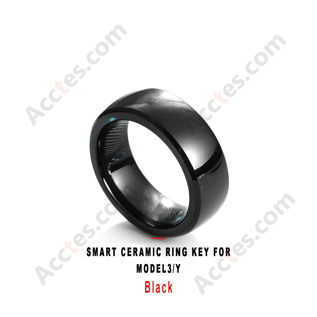 Black Smart Ceramic Ring Key Wearable Accessory For Model3/Y Vehicle