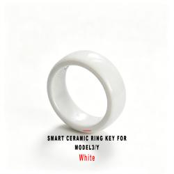 White Smart Ceramic Ring Key Wearable Accessory For Model3/Y Vehicle