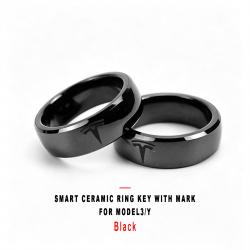 Black Smart Ceramic Ring Key With Mark Wearable Accessory For Model3/Y Vehicle