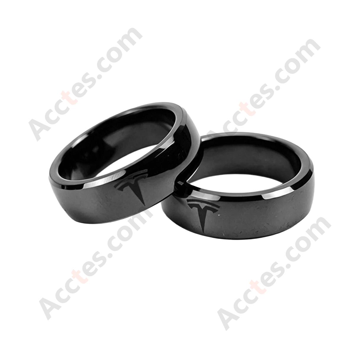 Black Smart Ceramic Ring Key With Mark Wearable Accessory For Model3/Y Vehicle