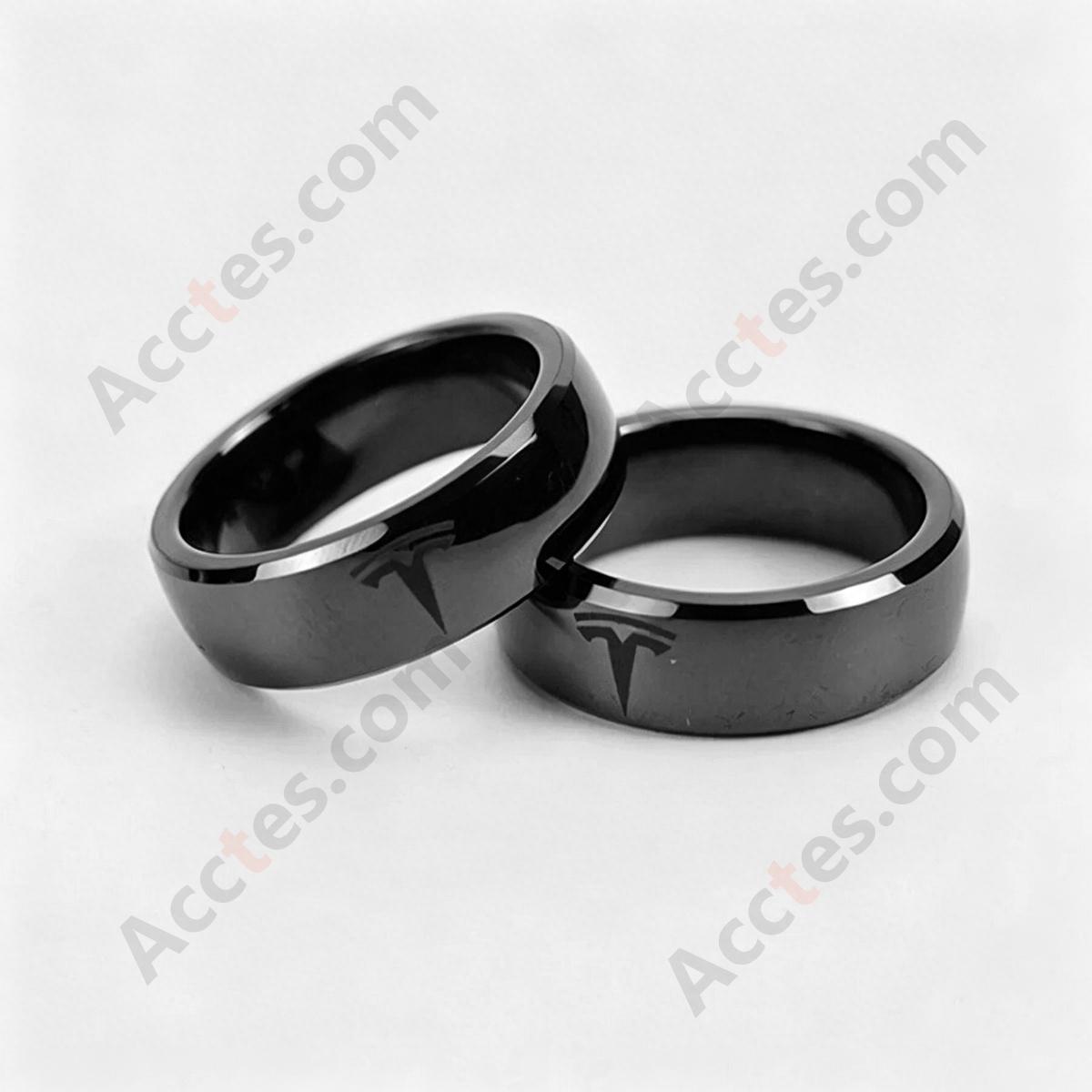 Black Smart Ceramic Ring Key With Mark Wearable Accessory For Model3/Y Vehicle