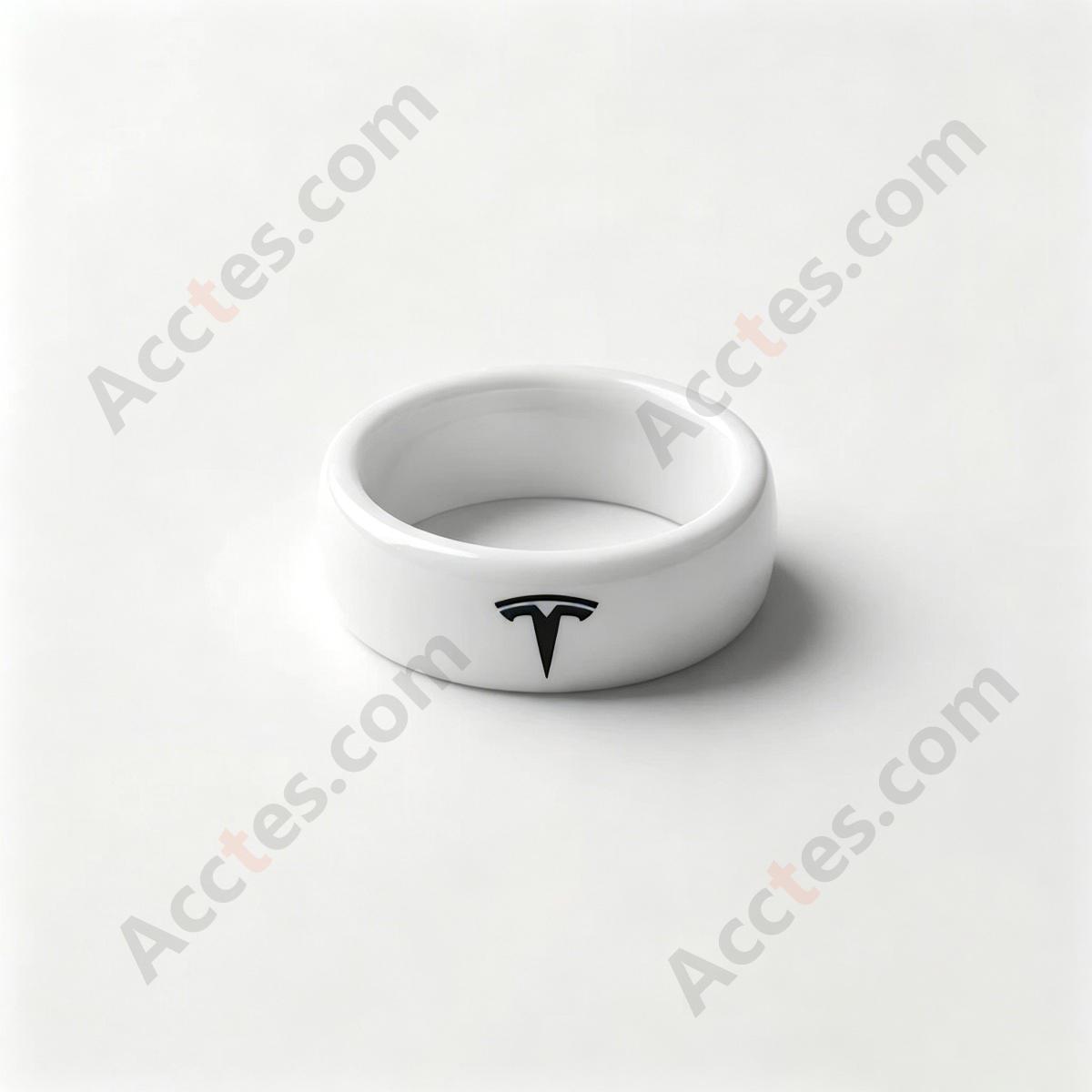 White Smart Ceramic Ring Key With Mark Wearable Accessory For Model3/Y Vehicle
