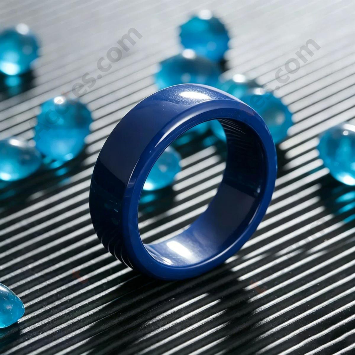Blue Smart Ceramic Ring Key Wearable Accessory For Model3/Y Vehicle