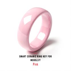 Pink Smart Ceramic Ring Key Wearable Accessory For Model3/Y Vehicle